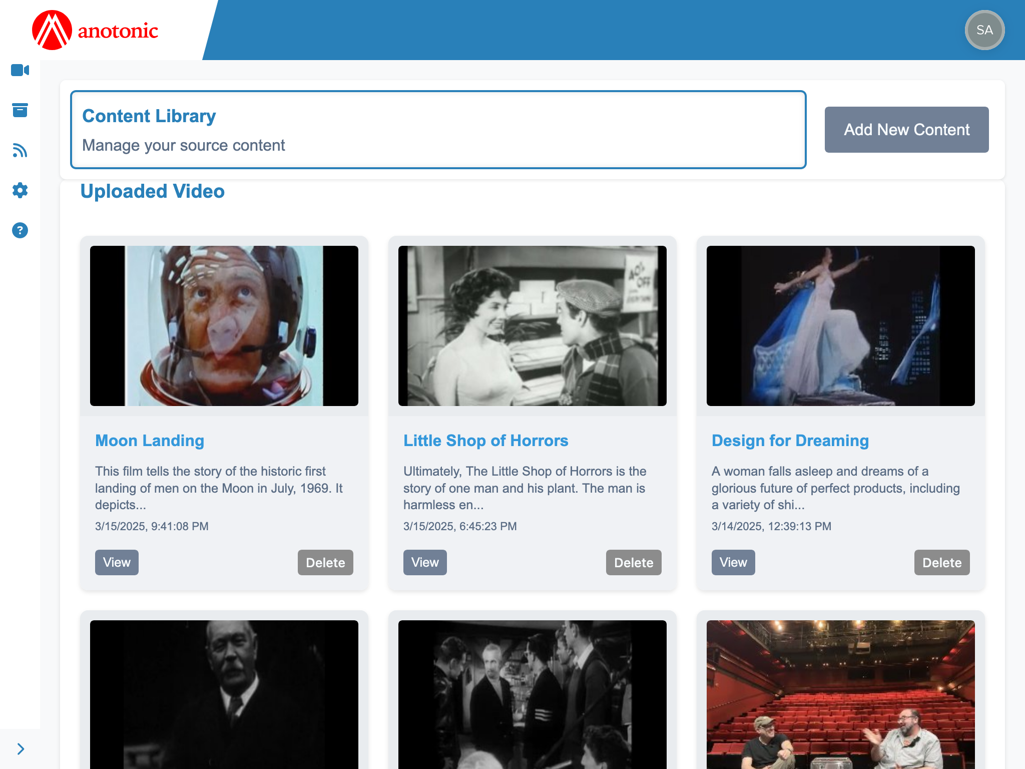 Content Library - Organize and manage your video library with an intuitive interface